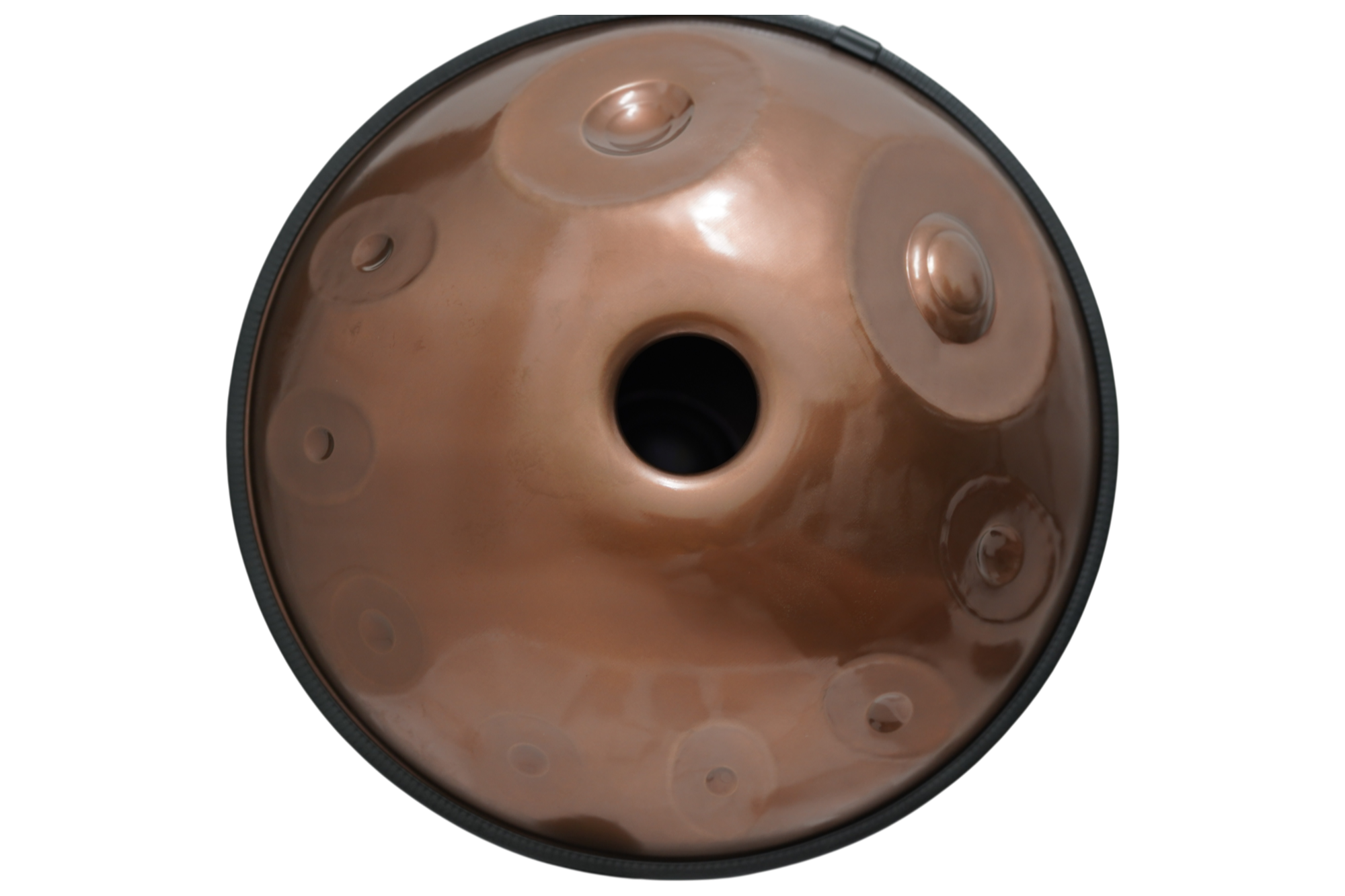 Handpan mutant low Pitch Hijaz G2 18, stal nierdzewna Premium marki Miłość i Spokój - spód instrumentu