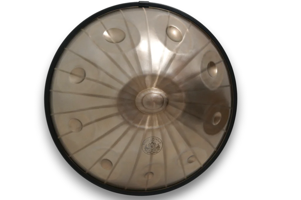 Handpan D Kurd silver spiral - 10 notes - upper shell - Miłość i Spokój